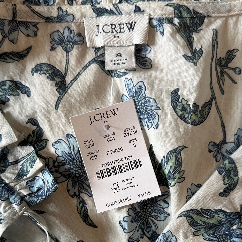 J.Crew Blue Floral Cotton Sleeveless Midi Dress - Picture 3 of 6